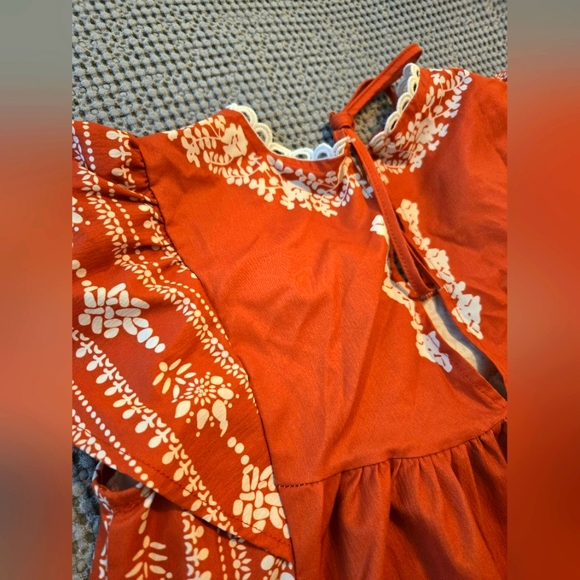 Dutch Style Print Burnt Orange medium Dress Shirt with pockets - Picture 5 of 5